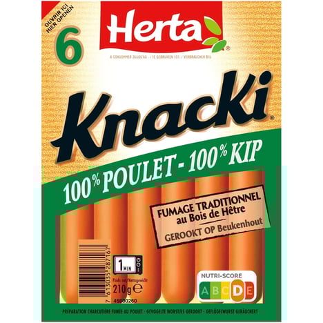HERTA Saucisses Knacki de Poulet 6 Pièces 210 g