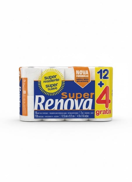 RENOVA Papier Hygiénique Super Pack de 16 (12+4) Rouleaux