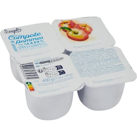 PP BLANC Compote Pomme Allégée En Sucre 4X100G