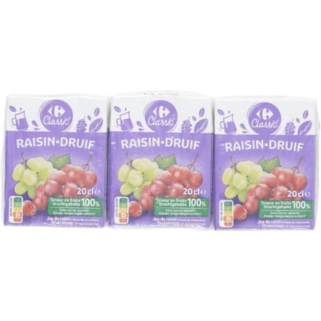 CARREFOUR Jus à Base de Raisin Rouge Pack de 6x200 ml