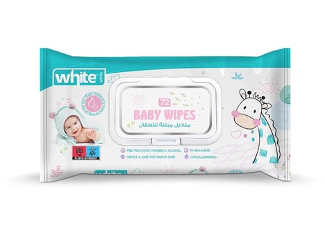 مناديل مبللة بيضاء للأطفال 72 قطعة