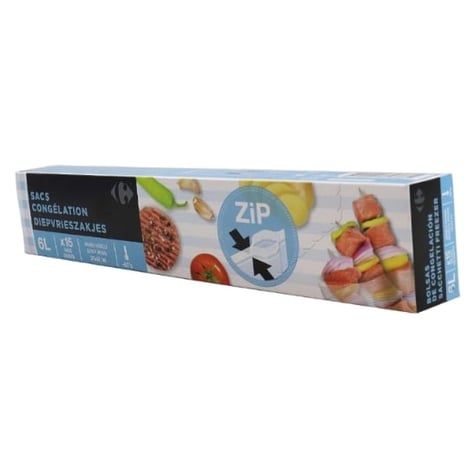 CARREFOUR Sacs Congélation avec Zip 6 L Lot de 15