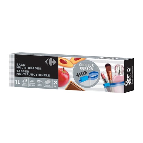 CARREFOUR Sacs Multi-Usage avec Curseur 1L Pack de 15