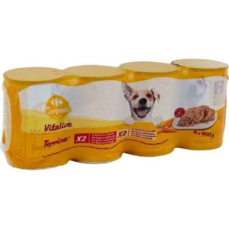 CARREFOUR Pâtées pour Chiens Assorties Pack de 4x400 g