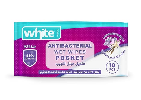 مناديل بيضاء صغيرة بخلاصة اللافندر والفانيليا 10 قطع