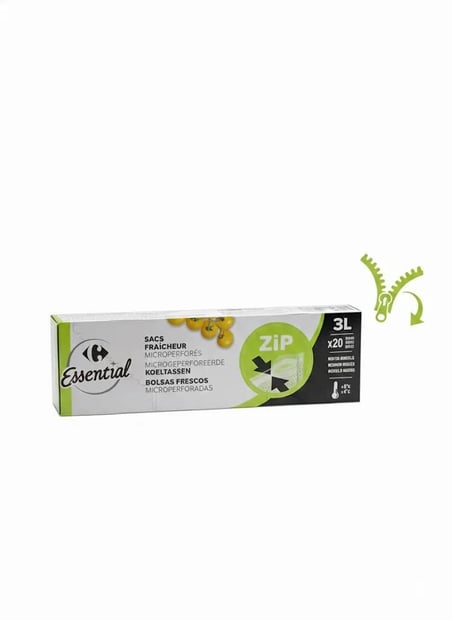CARREFOUR Sacs Fraîcheur Zip Format Moyen 20 unités