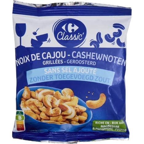 CARREFOUR Noix de Cajou Non Salées 125 g