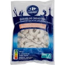 CARREFOUR Queues de Crevettes Crues Décortiquées 300g Surgelées
