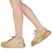 Anaar Dapper Diva Classic Sneakers – Handcrafted Gold Satin Flat Sneakers with Bead & Sequin Embellishments
