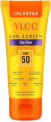 VLCC De-Tan SPF 50 PA+++ Sunscreen Gel Crème – Lightweight Non-Greasy Gel with Cucumber, Carrot & Aloe for Tan Reduction (100 g)