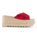 Anaar Scarlet Fever Sandals – Handcrafted Red Satin Open Sandals with Bead & Stone Embroidery
