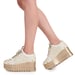 Anaar Buttercream Bliss Wedge Sneakers – Handcrafted Satin Bridal Sneakers with Sequin Floral Detailing