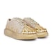 Anaar Dapper Diva Classic Sneakers – Handcrafted Gold Satin Flat Sneakers with Bead & Sequin Embellishments