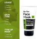 Ustraa De-Tan Face Mask - Dry Skin - 125 gm - Wash-off mask for cleaning dry skin with White Charcoal, No Paraben, Removes dead skin & pollution, De-tan face mask - 125g