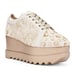 Anaar Buttercream Bliss Wedge Sneakers – Handcrafted Satin Bridal Sneakers with Sequin Floral Detailing